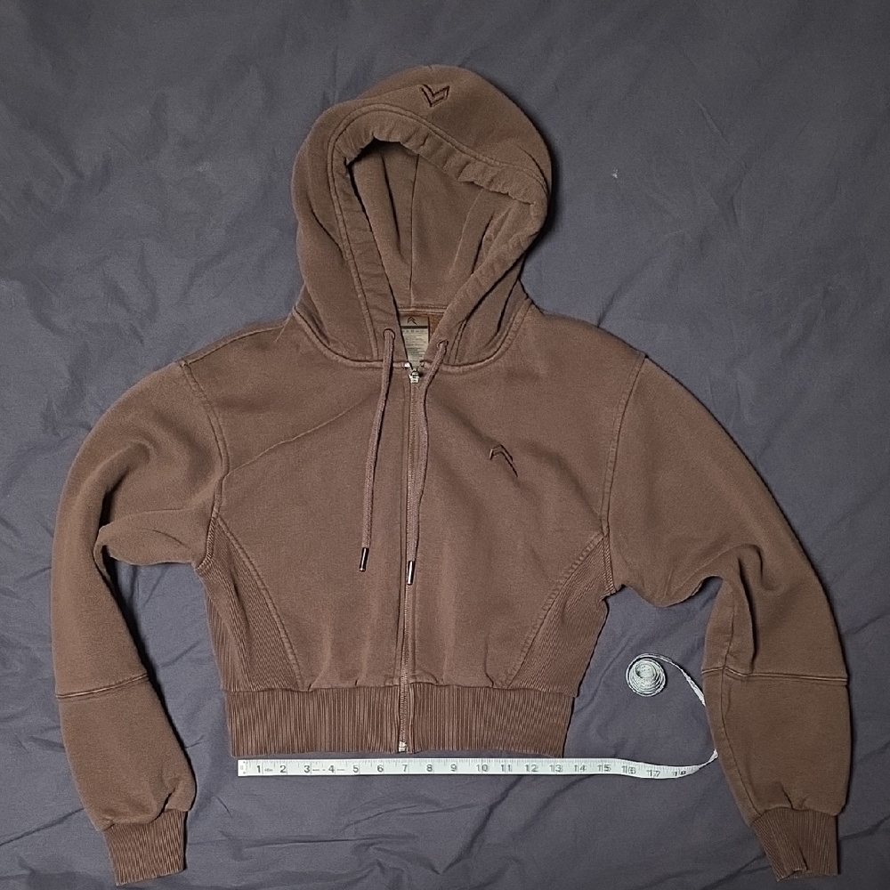 Oner Active Brown Cropped Zip-Up Hoodie